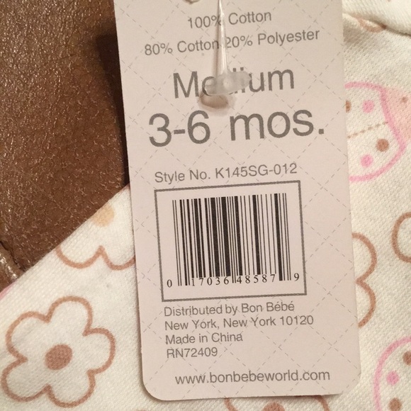 Baby by bon bébé 3-piece set: bodysuit/onesie, bib & pants for baby girl 3-6 mo - Picture 6 of 6